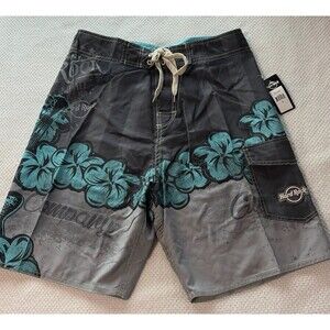 NWT Hard Rock Cafe Vintage Y2K Board Shorts Swim Trunks Size 30 Floral